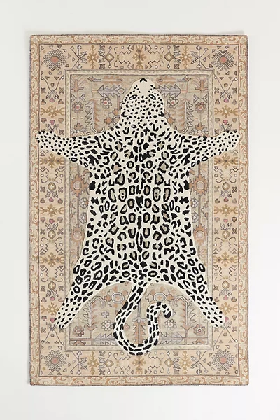 Shop Anthropologie Tufted Octavia Leopard Rug By  In Beige Size 5x8