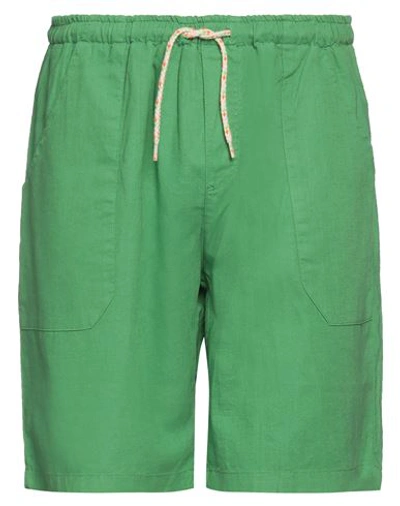 Shop Baronio Man Shorts & Bermuda Shorts Green Size Xxl Linen
