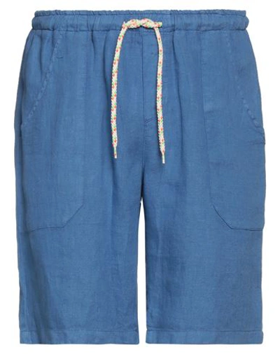Shop Baronio Man Shorts & Bermuda Shorts Azure Size S Linen In Blue