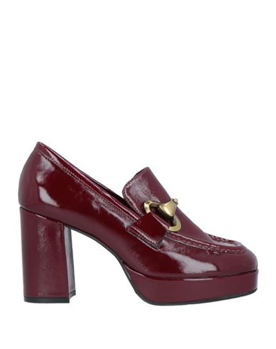 Shop Carmens Woman Loafers Burgundy Size 9 Soft Leather In Red