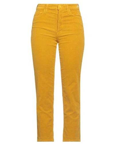 Shop Mother Woman Pants Mustard Size 30 Cotton, Polyester, Elastane In Yellow