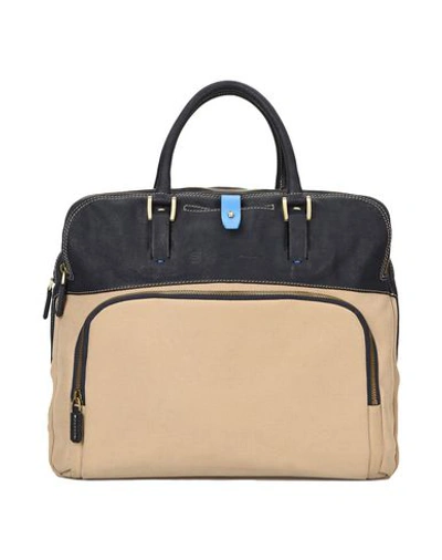 Shop Piquadro Woman Handbag Midnight Blue Size - Bovine Leather, Nylon, Polyester, Metal