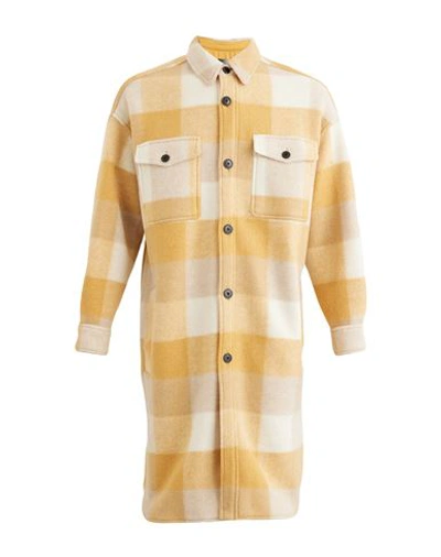 Shop Isabel Marant Man Shirt Ocher Size M Polyester, Virgin Wool, Acrylic In Yellow