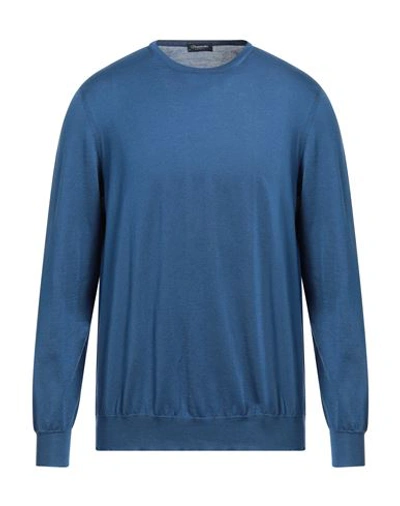 Shop Drumohr Man Sweater Navy Blue Size 40 Cotton