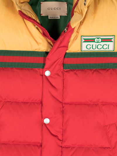 Shop Gucci Web-stripe Padded Gilet In Red
