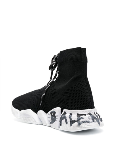 Shop Balenciaga Speed 2.0 Graffiti Sneakers In Black