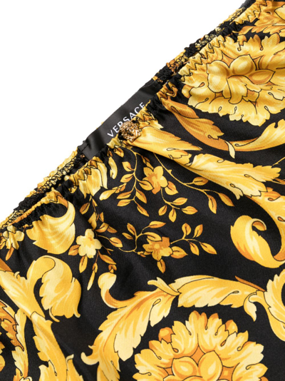 Shop Versace Barocco-print Silk Inner Skirt In Black