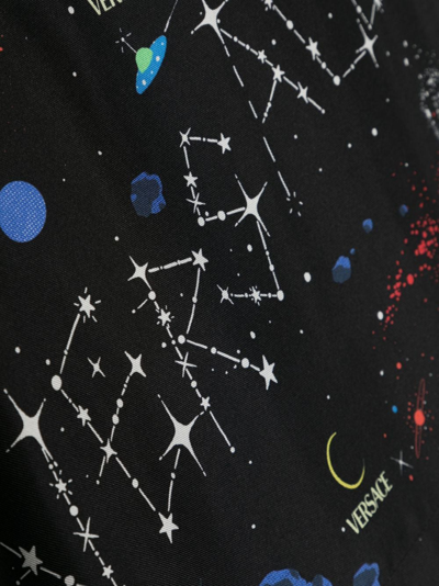 Shop Versace Galaxy-print Short-sleeved Silk Shirt In Black