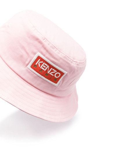 Shop Kenzo Logo-patch Cotton Bucket Hat In Pink