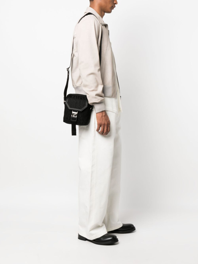 Shop Versace Allover Neo Crossbody Bag In Black