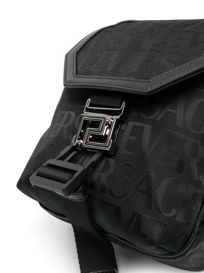 Shop Versace Allover Neo Crossbody Bag In Black
