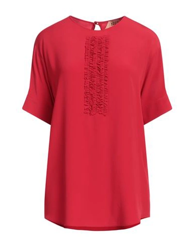 Shop N°21 Woman Top Red Size 6 Acetate, Silk