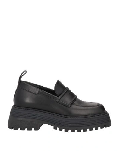3juin Black Leather Sofia Loafers In Black