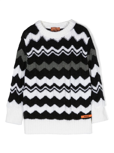 Missoni Black And White Chevron Pattern Pullover In Black