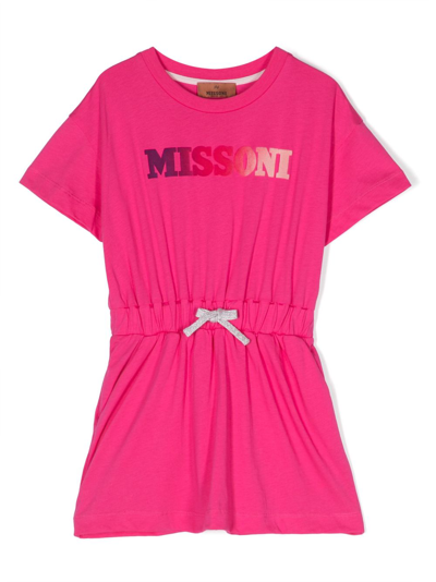 Shop Missoni Pink Logo Print Dress