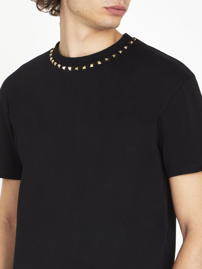 Shop Valentino Studded Tshirt In Black
