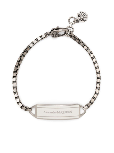Shop Alexander Mcqueen Logo Chain Bracelet In Silver