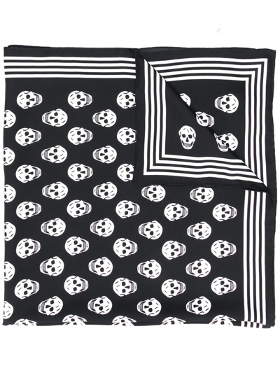 Shop Alexander Mcqueen Skull Silk Scarf In Black