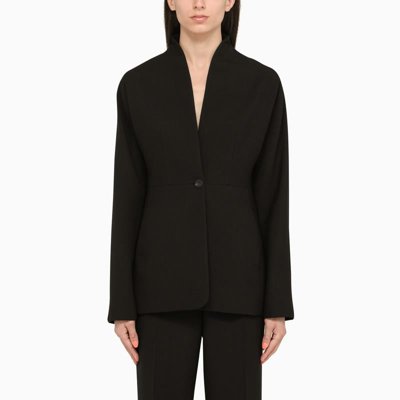 Shop Ferragamo Structured Single-breasted Jacket In Black