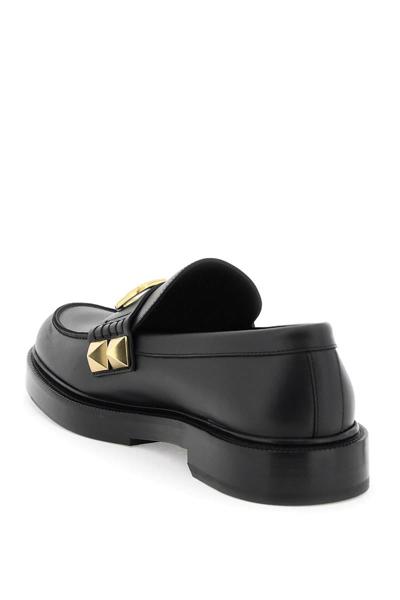 Shop Valentino Garavani 'stud Sign' Loafers In Black