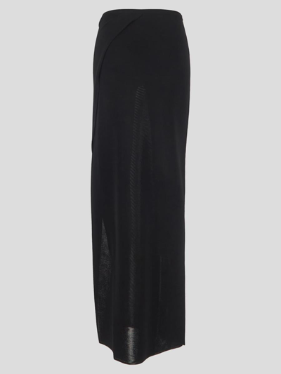 Shop Versace Knit Long Skirt In Black