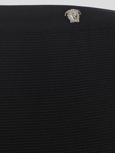 Shop Versace Knit Long Skirt In Black