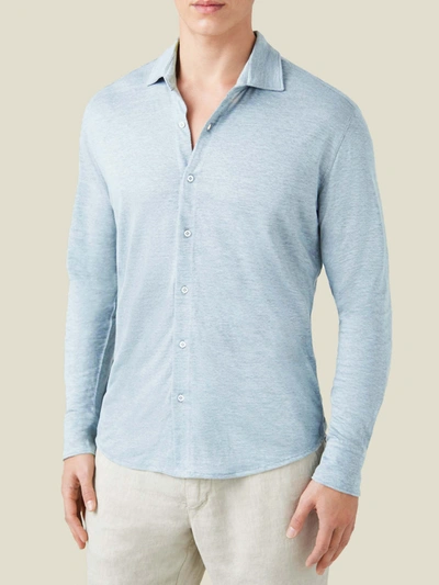 Shop Luca Faloni Light Blue Linen Jersey Shirt