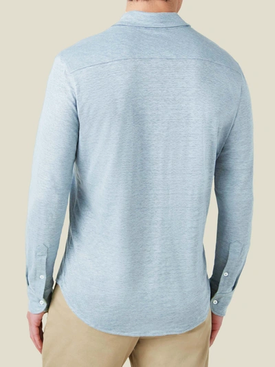 Shop Luca Faloni Light Blue Linen Jersey Shirt