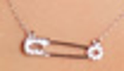 Shop Adornia Pavé Cubic Zirconia Safety Pin Pendant Necklace In Silver