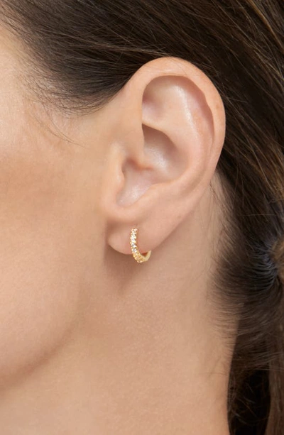 Shop Adornia White Rhodium Plated Cz 9.25mm Huggie Hoop Earrings In Yellow