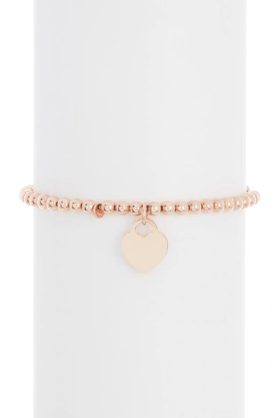 Shop Adornia Ball Bead Heart Charm Bracelet In Pink