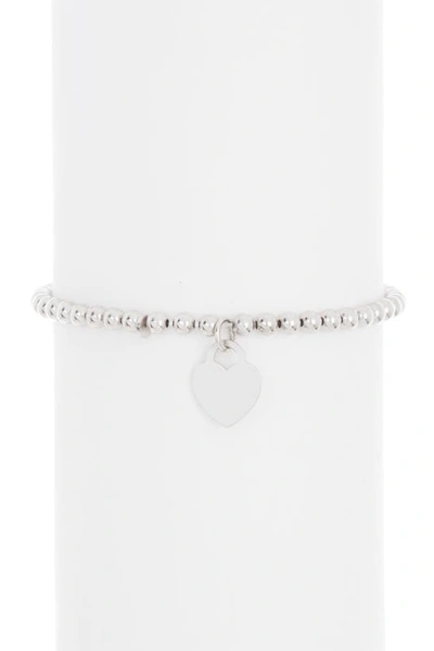 Shop Adornia Ball Bead Heart Charm Bracelet In Silver