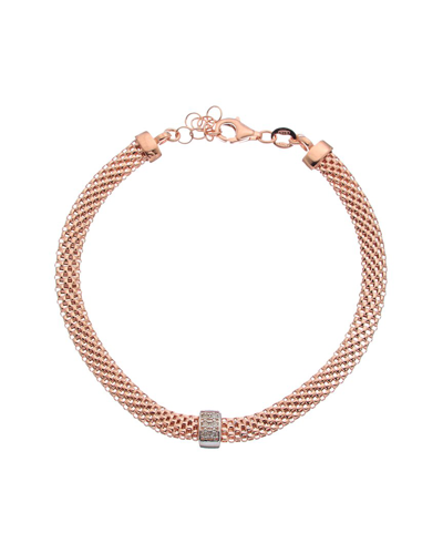 Meshmerise 18k Rose Gold Over Silver 0.06 Ct. Tw. Diamond Bracelet