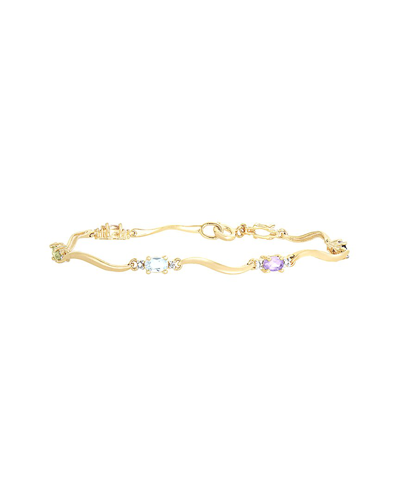 Shop Genevive Silver Cz Bracelet In Gold