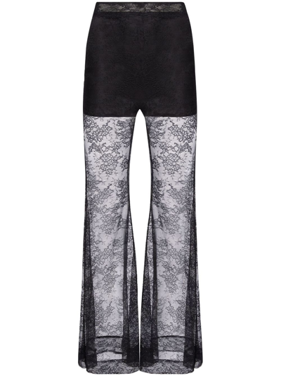 Shop Nina Ricci Lace-detailing Flared Trousers In Black