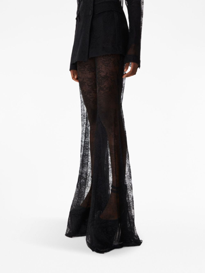 Shop Nina Ricci Lace-detailing Flared Trousers In Black