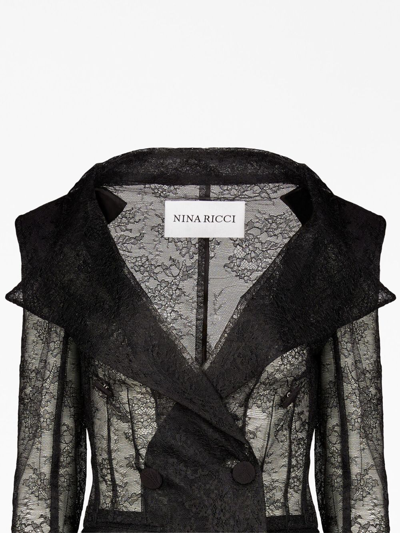 Shop Nina Ricci Lace-detailing Double-breasted Blazer In Black
