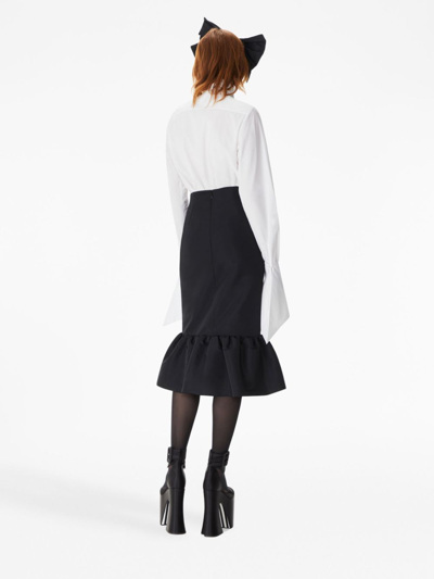 Shop Nina Ricci Peplum-hem High-waist Skirt In Black