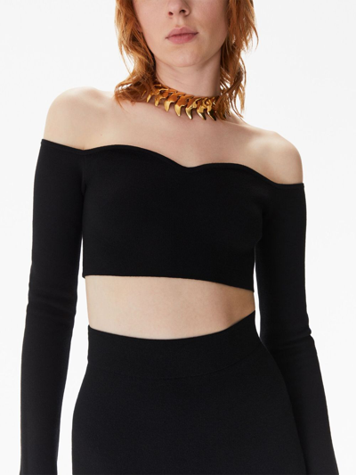 Nina Ricci Off-shoulder Cropped Top In Black