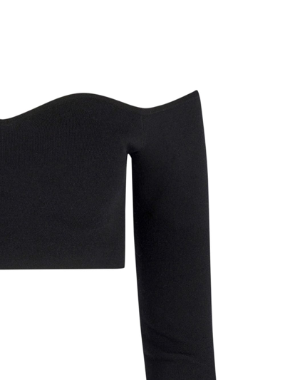 Nina Ricci Off-shoulder Cropped Top In Black