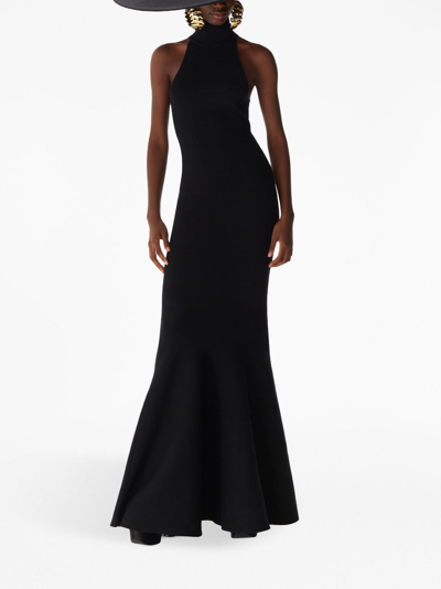 Shop Nina Ricci Halterneck Sleeveless Maxi Dress In Black