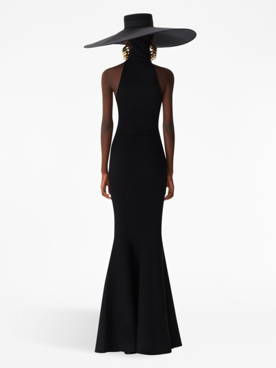 Shop Nina Ricci Halterneck Sleeveless Maxi Dress In Black