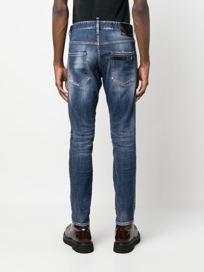 Shop Dsquared2 Icon Distressed Skinny Jeans In Blue