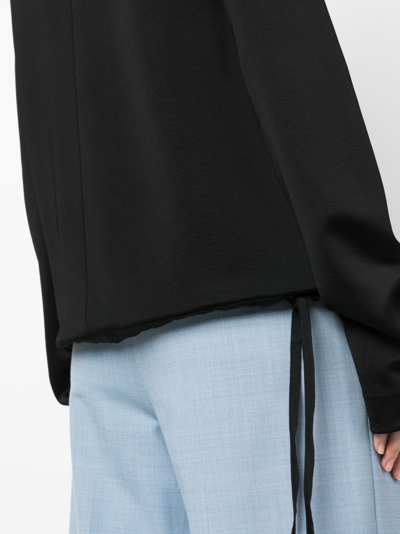Jil Sander Zip-up Extra-long Sleeve Sweatshirt In Black