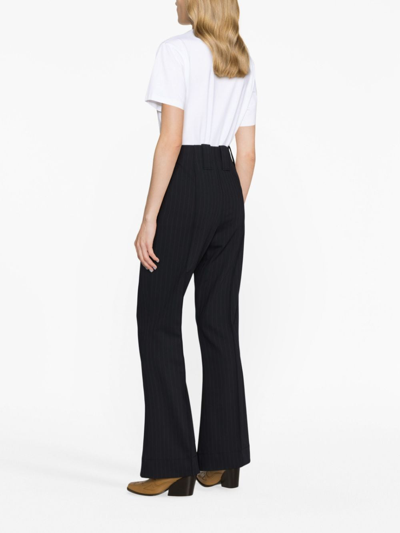 Ganni Flared Lined Pants In Blue