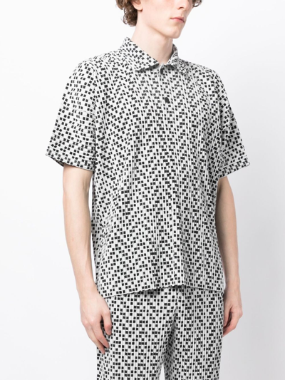 Shop Issey Miyake Check-pattern Polo Shirt In Black