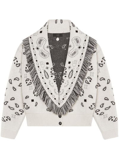 Shop Alanui Bandana Jacquard Cropped Cardigan In White