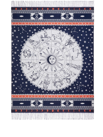Shop Alanui Astrology Wheel Woven Blanket In Blue