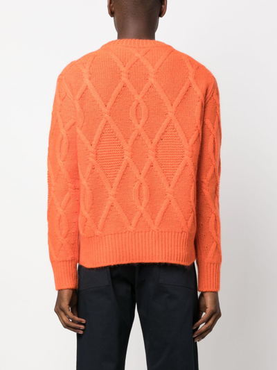 Shop Moncler Logo-patch Knitted Jumper In Orange