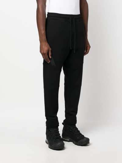 Shop C.p. Company Lens-detail Cotton-jersey Track Pants In Black